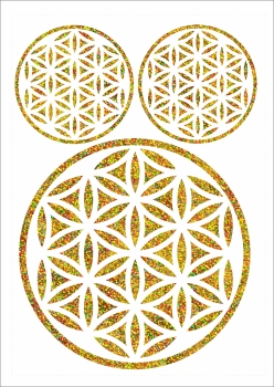 3 Mandalas in Hologramm Gold, Folien Bügelmotiv in A5
